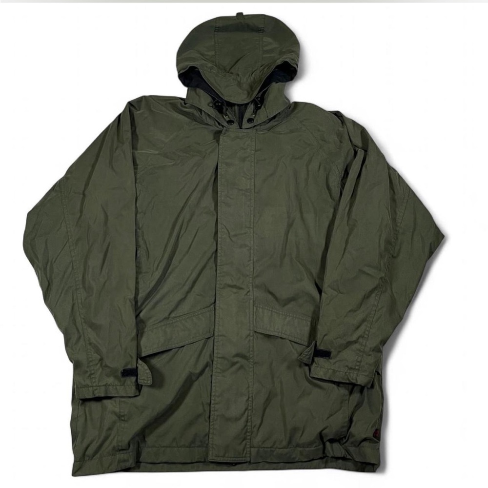 Vintage‎ Woolrich Jacket Mens L Khaki Green Parka Lined Hooded Hunting USA